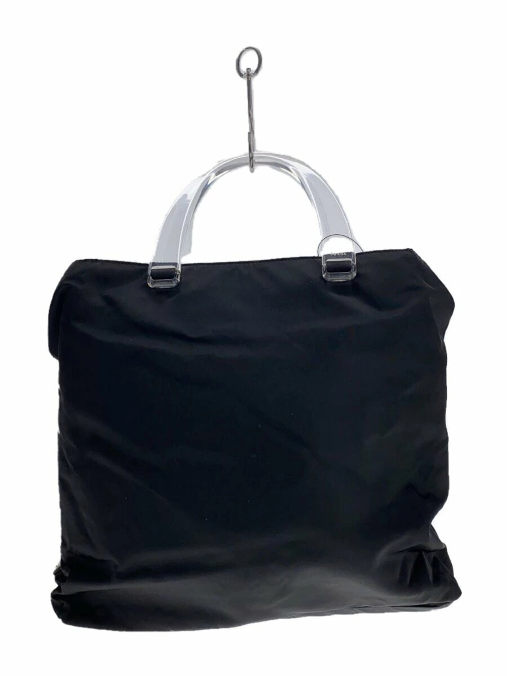 Prada Tote Bag Clear Handles Black